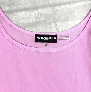 Karl Lagerfeld Bubblegum Pink XL Flowy Sheer Tank Top Blouse Layering Color Pop